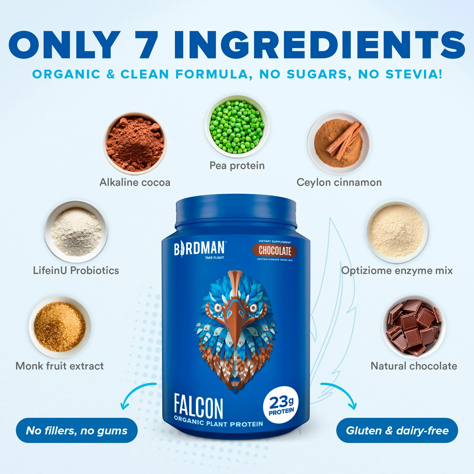 Falcon Protein Plant-Based Protein Powder - Chocolate Flavor -  2.64lbs - Image 5