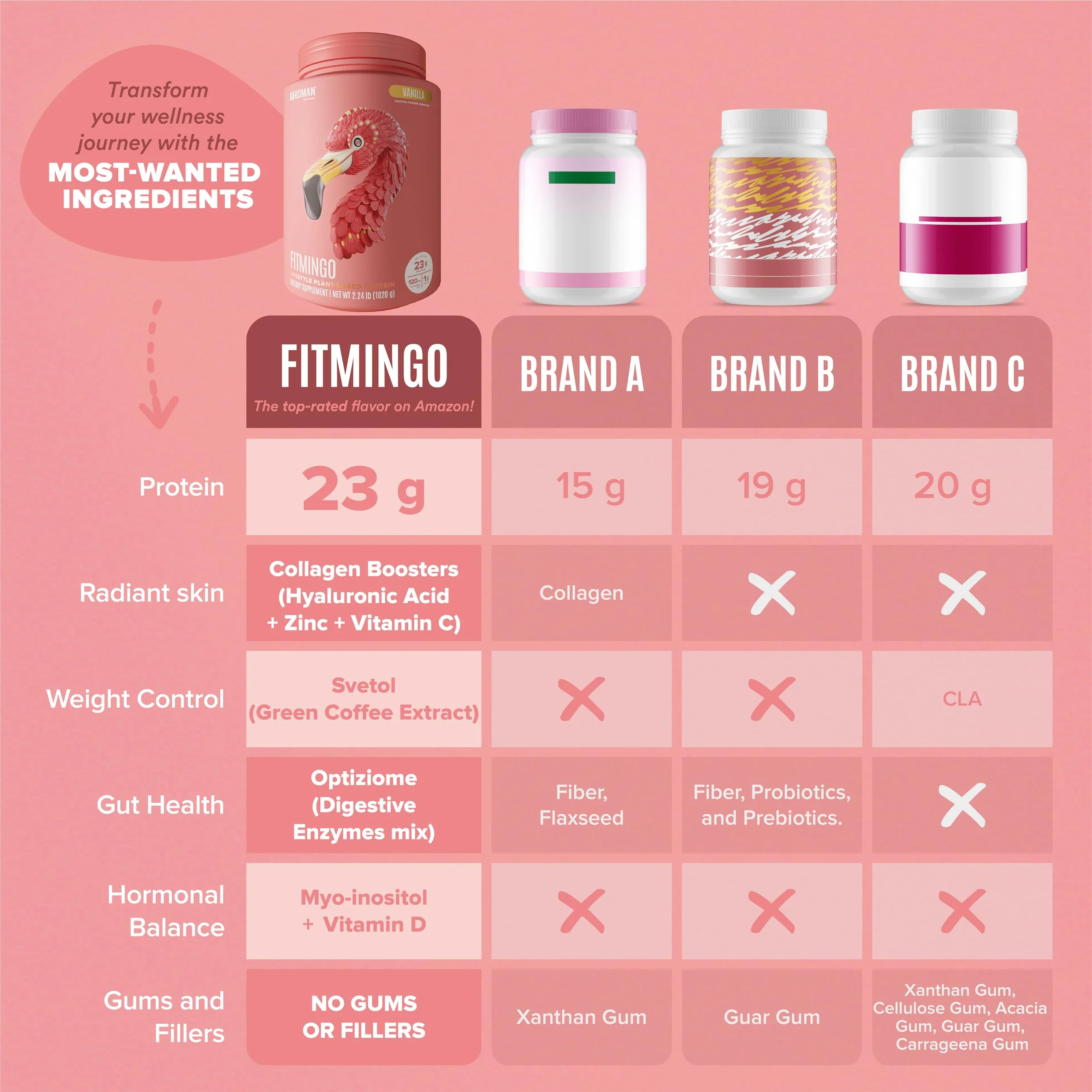 Fitmingo Plant Based Protein Powder - Vanilla Flavor - 2.24lbs - Image 6